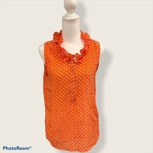 Dalia Collection Sleeveless Ruffle Collar‎ Blouse Size XS